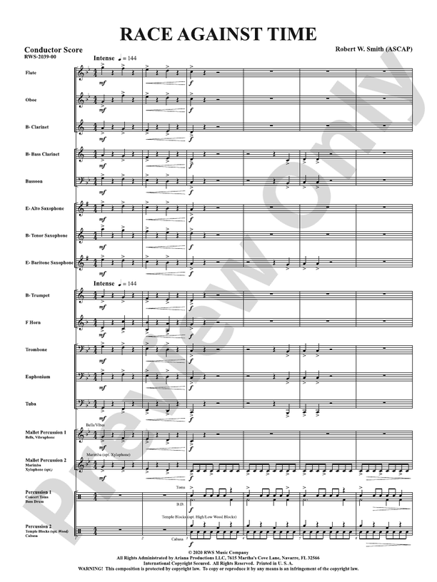 Race Against Time - Concert Band Conductor Score & Parts(Digital Download)