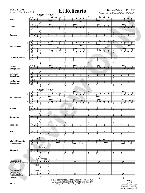 El Relicario (Grade 2) - Concert Band Conductor Score & Parts (Digital Download)