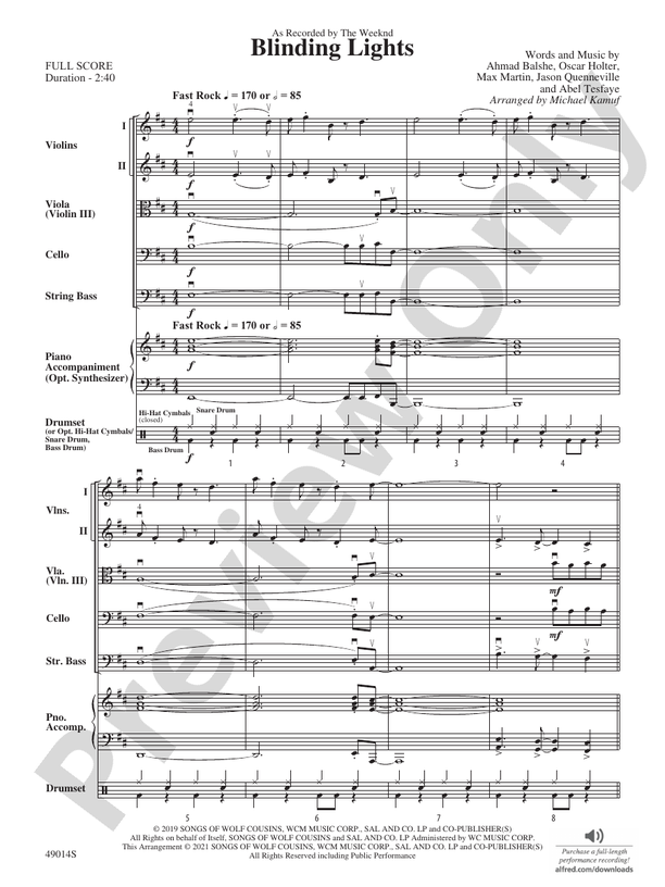 Blinding Lights - String Orchestra Conductor Score & Parts (Digital Download)