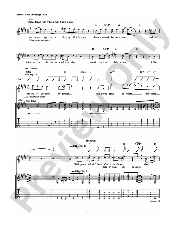 China Grove - Guitar TAB (Digital Download)