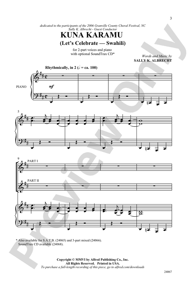 Kuna Karamu (Let's Celebrate - Swahili) – 2-Part Choral Octavo (Digital Download)