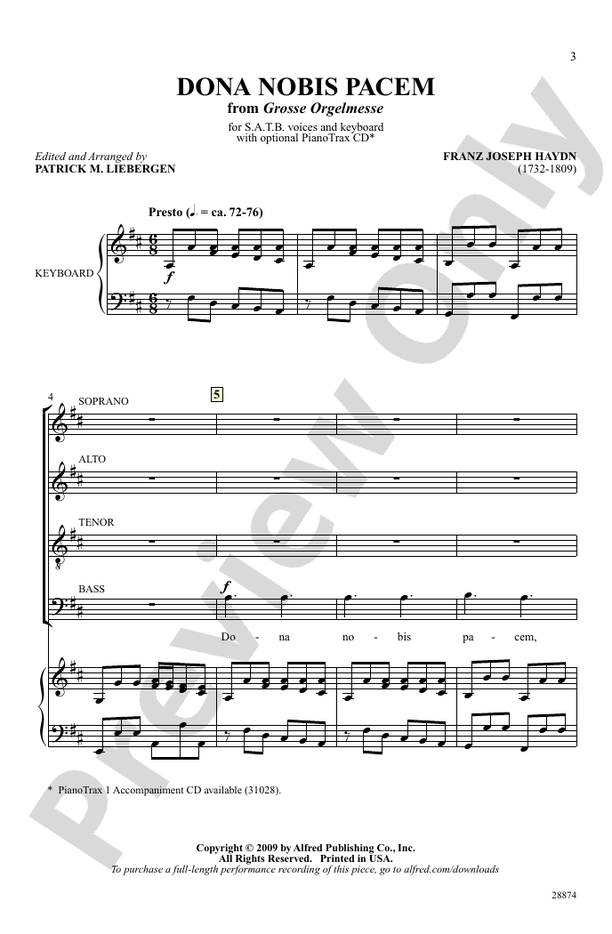 Dona Nobis Pacem (from Grosse Orgelmesse) – SATB Choral Octavo (Digital Download)