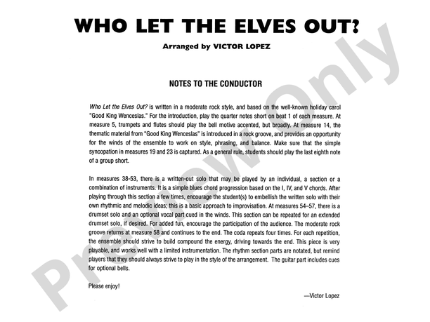 Who Let the Elves Out? - Jazz Ensemble Conductor Score & Parts (Digital Download)