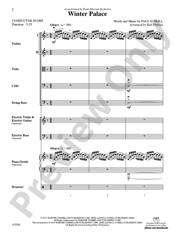 Winter Palace – String Orchestra Conductor Score & Parts (Digital Download)