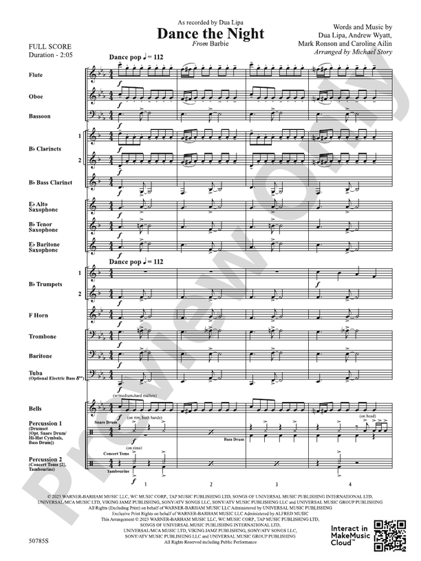 Dance the Night - Concert Band Conductor Score & Parts (Digital Download)