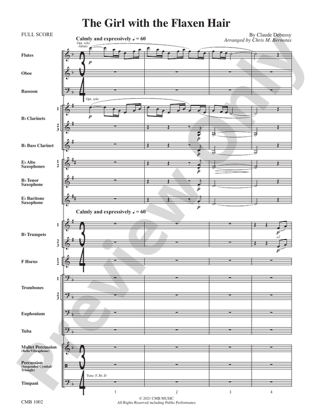 The Girl with the Flaxen Hair - Concert Band Conductor Score & Parts (Digital Download)
