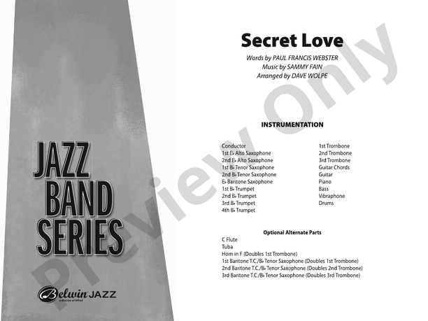Secret Love (Arr. Dave Wolpe) - Jazz Ensemble Conductor Score & Parts(Digital Download)