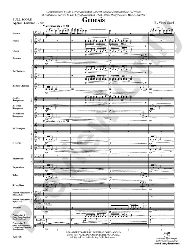 Genesis - Concert Band Conductor Score & Parts (Digital Download)
