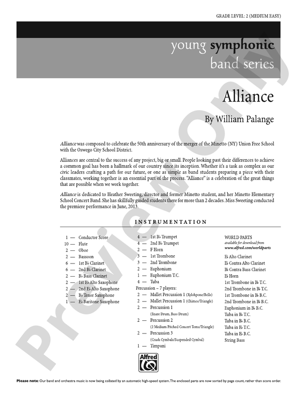 Alliance - Concert Band Conductor Score & Parts (Digital Download)
