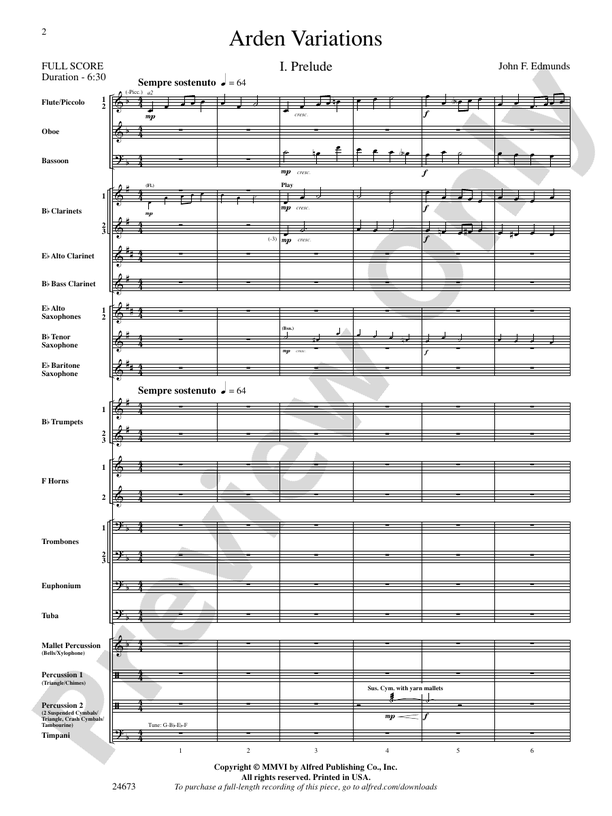 Arden Variations - Concert Band Conductor Score & Parts (Digital Download)