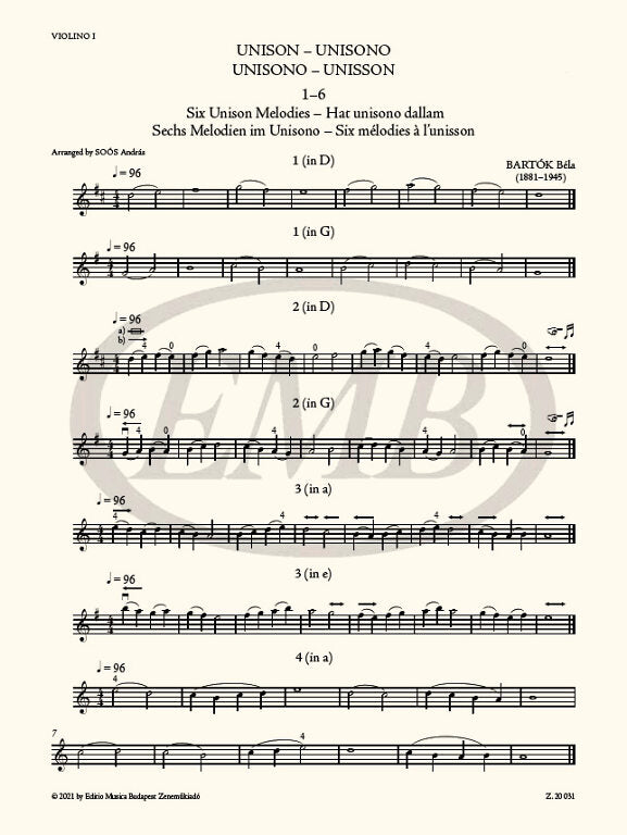 Bartok - The Microcosm of String Ensemble Music Volume 1 - String Orchestra edited by Soos/Borsos EMB Z20031