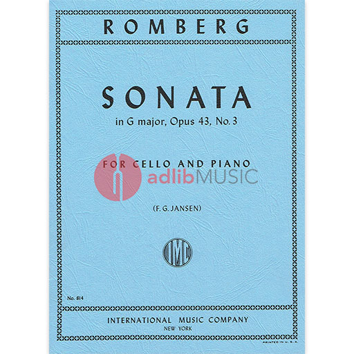 Romberg - Sonata in Gmaj Op43/3 - Cello/Piano Accompaniment IMC IMC0814