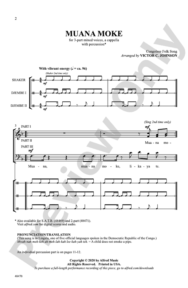 Muana Moke – 3-Part Mixed, a cappella Choral Octavo (Digital Download)