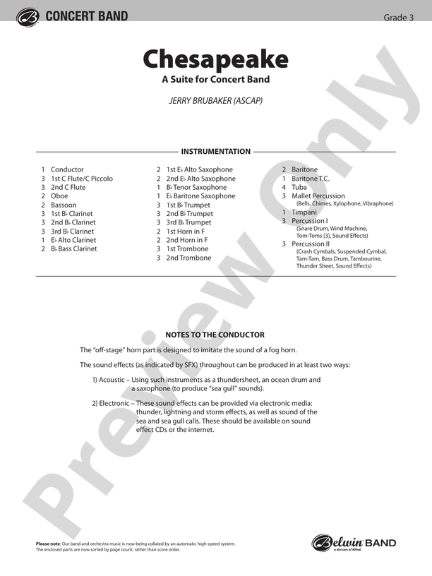 Chesapeake - Concert Band Conductor Score & Parts (Digital Download)