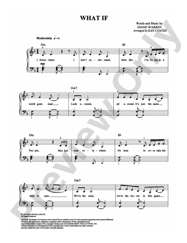 What If - Arr. Dan Coates - Easy Piano (Digital Download)