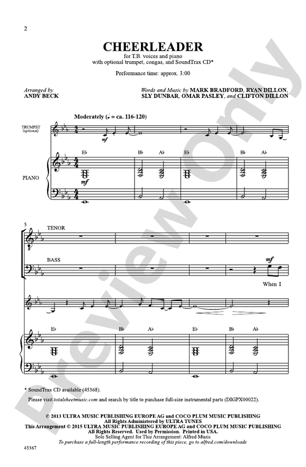 Cheerleader – TB Choral Octavo (Digital Download)