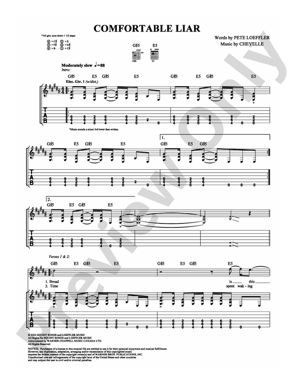Comfortable Liar - Guitar TAB (Digital Download)
