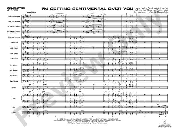 I'm Getting Sentimental over You - Jazz Ensemble Conductor Score & Parts (Digital Download)