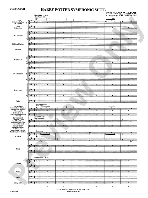 Harry Potter Symphonic Suite – Full Orchestra Conductor Score & Parts (Digital Download)
