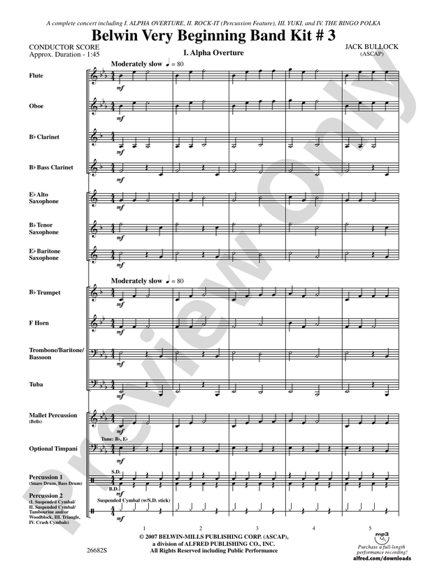 Belwin Very Beginning Band Kit #3 - Concert Band Conductor Score & Parts (Digital Download)