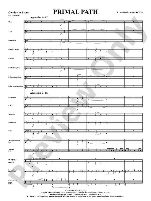 Primal Path - Concert Band Conductor Score & Parts (Digital Download)