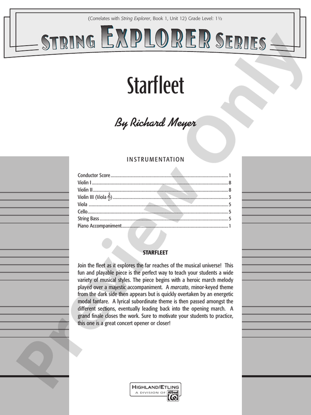Starfleet – String Orchestra Conductor Score & Parts (Digital Download)