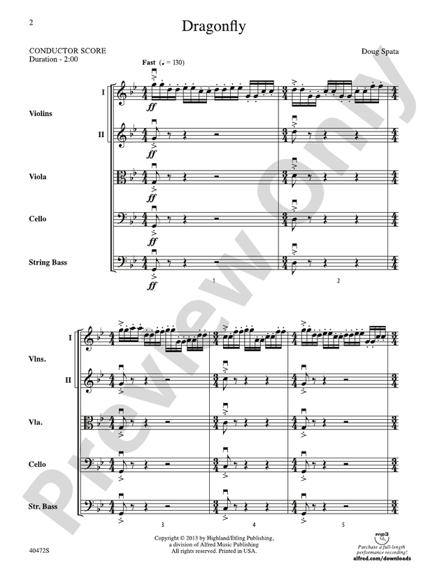 Dragonfly – String Orchestra Conductor Score & Parts (Digital Download)