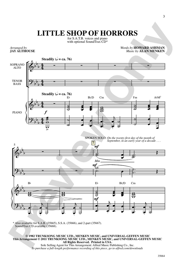 Little Shop of Horrors – SATB Choral Octavo (Digital Download)
