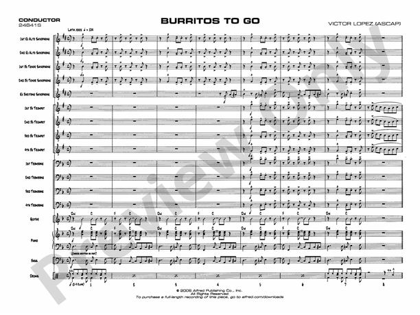 Burritos to Go - Jazz Ensemble Conductor Score & Parts (Digital Download)