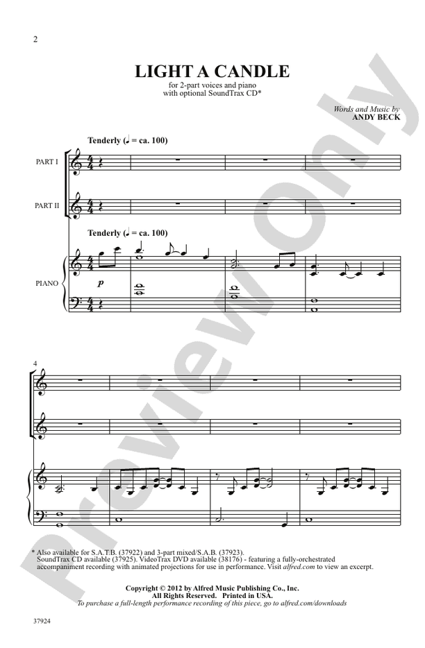 Light a Candle - Andy Beck – 2-Part Choral Octavo (Digital Download)