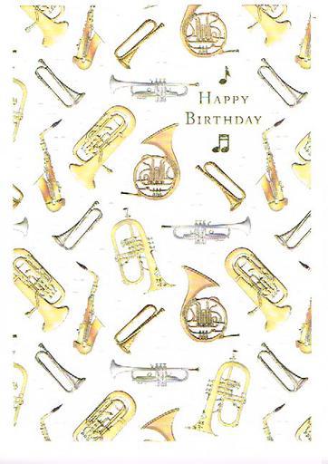 Greeting Card - Happy Birthday Brass Instruments