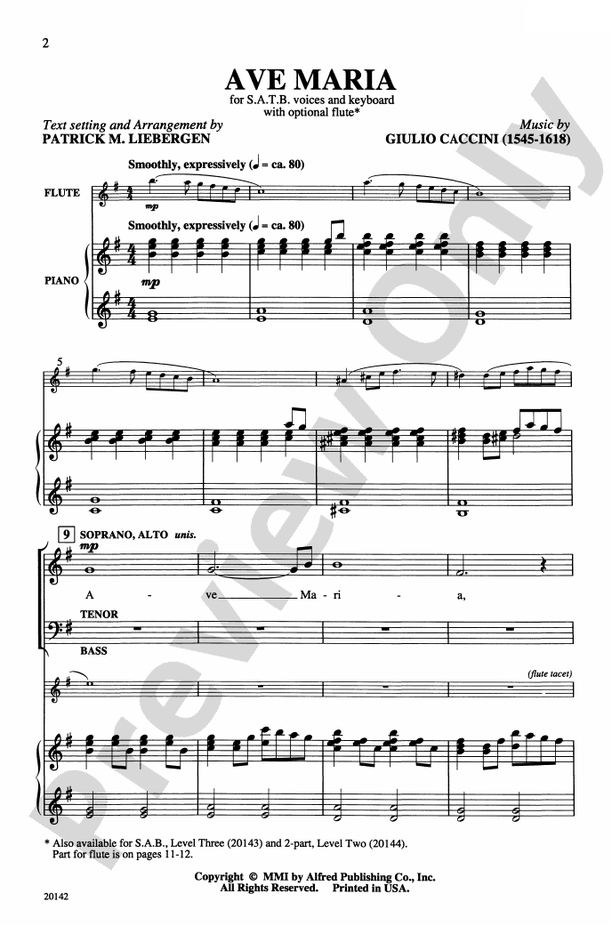 Ave Maria - Arr. Patrick M. Liebergen – SATB Choral Octavo (Digital Download)