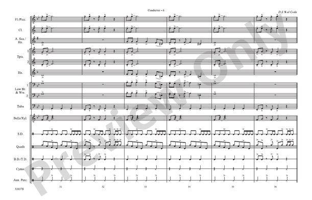 Rock and Roll (Arr. Doug Adams) – Marching Band Conductor Score & Parts (Digital Download)