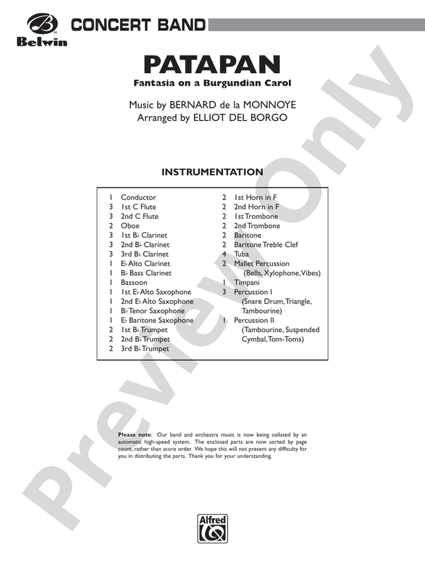 Patapan (Grade 3) - Concert Band Conductor Score & Parts (Digital Download)