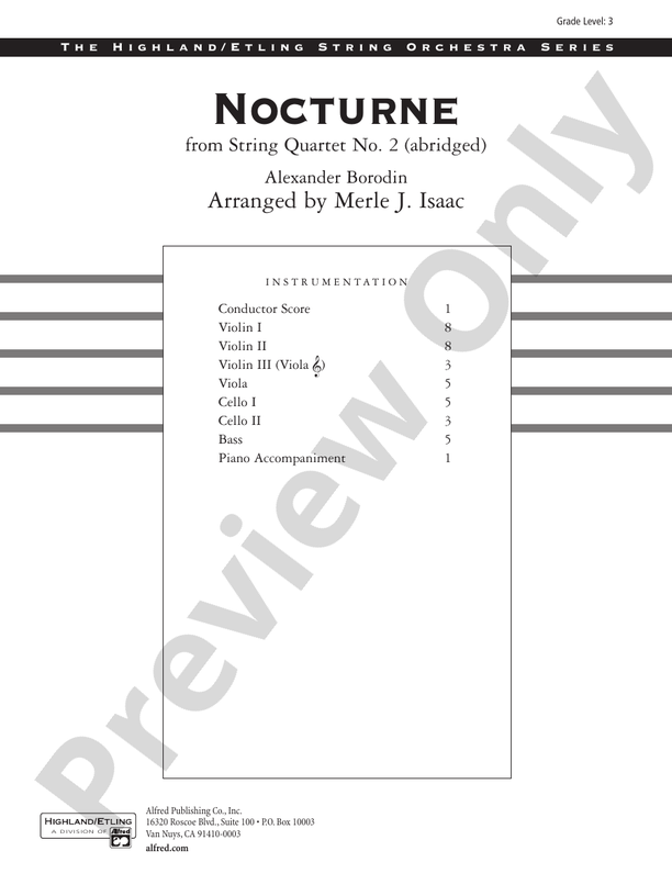 Nocturne – String Orchestra Conductor Score & Parts (Digital Download)