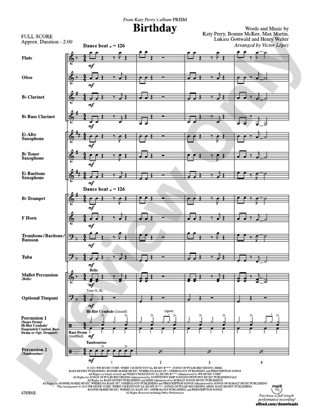 Birthday - Concert Band Conductor Score & Parts (Digital Download)