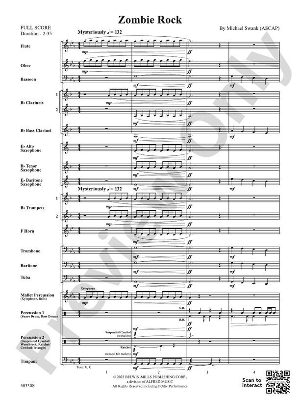Zombie Rock - Concert Band Conductor Score & Parts (Digital Download)