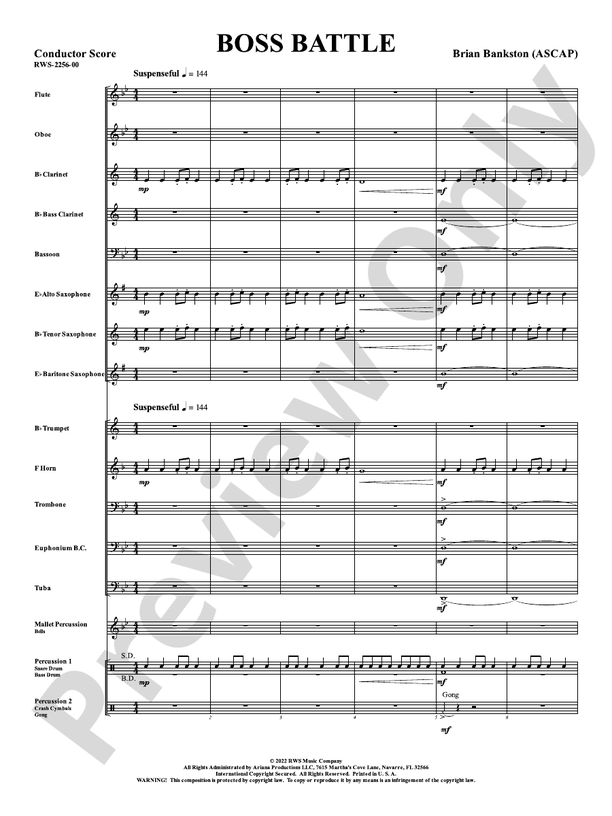 Boss Battle - Concert Band Conductor Score & Parts(Digital Download)