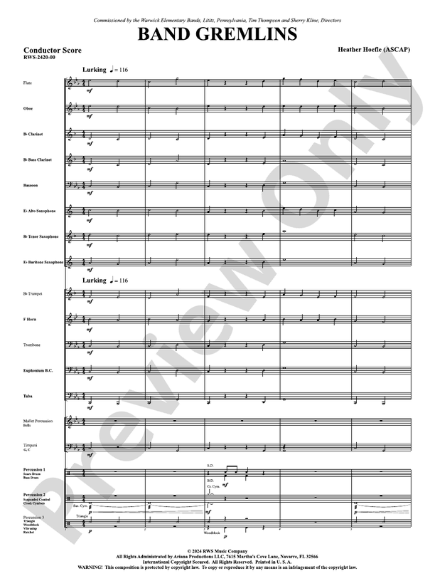 Band Gremlins - Concert Band Conductor Score & Parts(Digital Download)