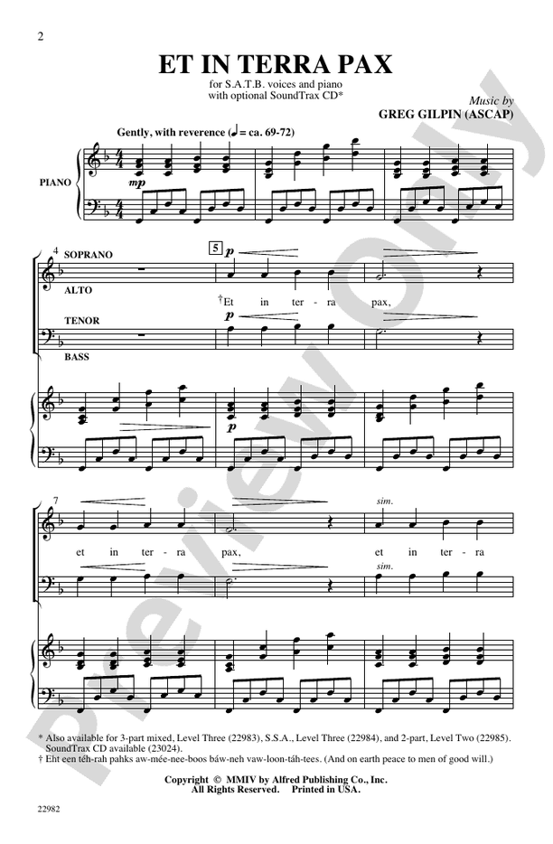 Et In Terra Pax – SATB Choral Octavo (Digital Download)