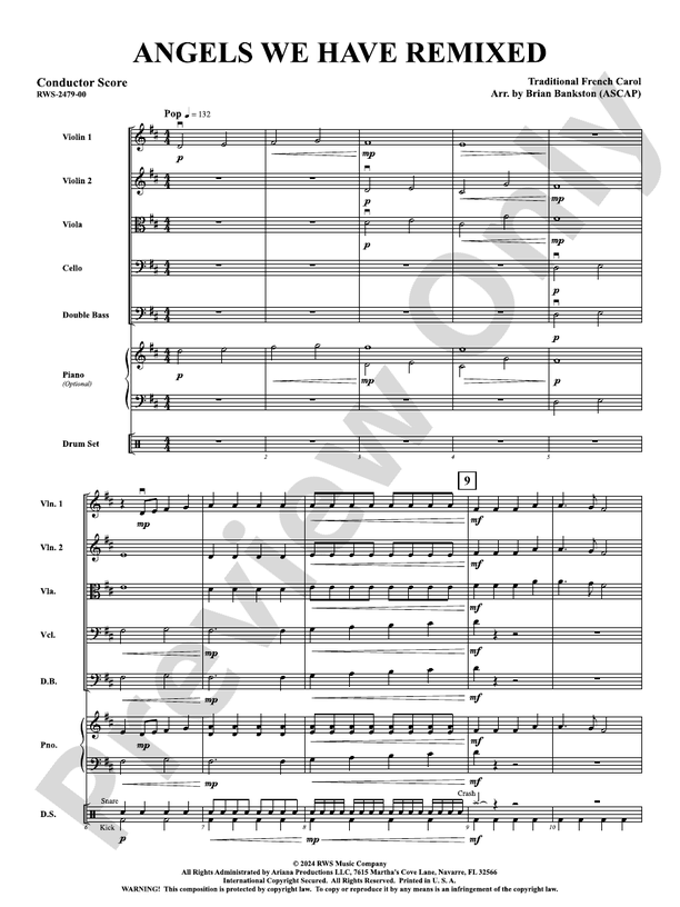 Angels We Have Remixed - String Orchestra Conductor Score & Parts (Digital Download)