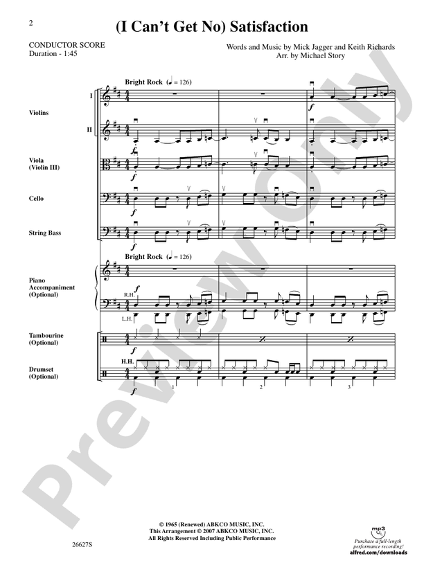 (I Can't Get No) Satisfaction – String Orchestra Conductor Score & Parts (Digital Download)