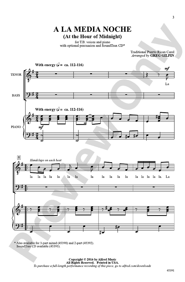A la Media Noche - TB Choral Octavo (Digital Download)