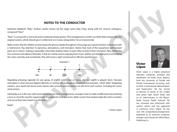 Roar - Jazz Ensemble Conductor Score & Parts (Digital Download)
