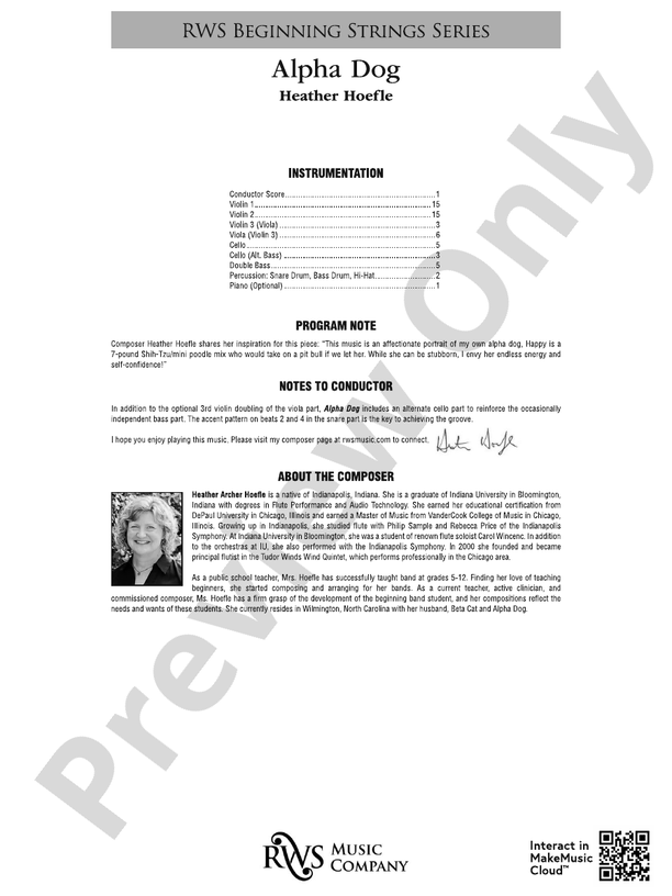 Alpha Dog - String Orchestra Conductor Score & Parts (Digital Download)