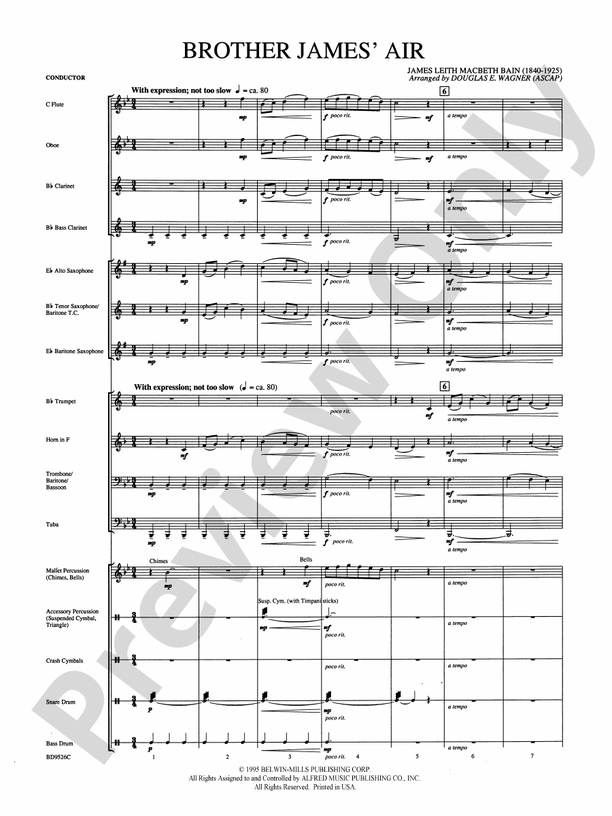 Brother James' Air - Concert Band Conductor Score & Parts (Digital Download)