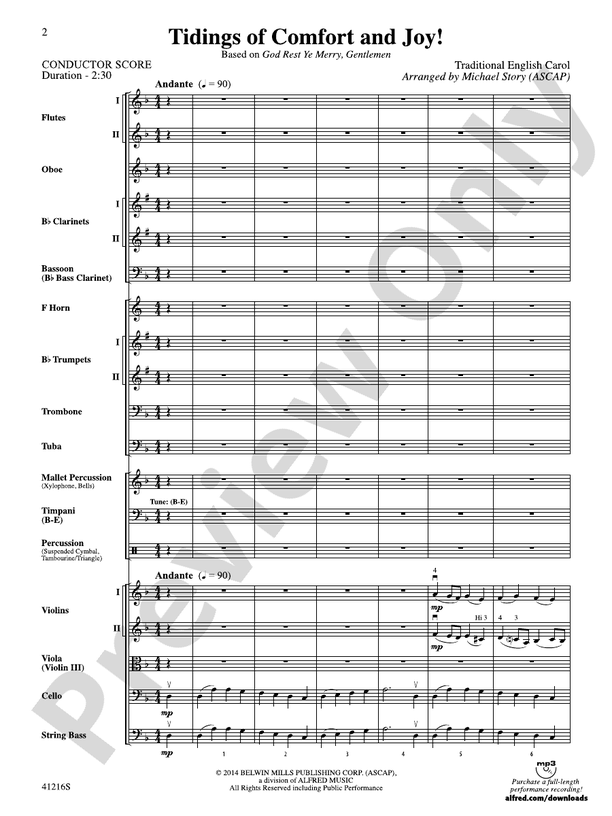 Tidings of Comfort and Joy! – Full Orchestra Conductor Score & Parts (Digital Download)
