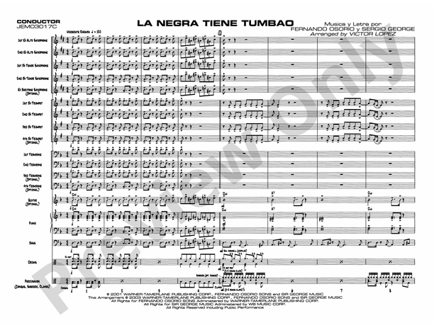 La Negra Tiene Tumbao - Jazz Ensemble Conductor Score & Parts (Digital Download)