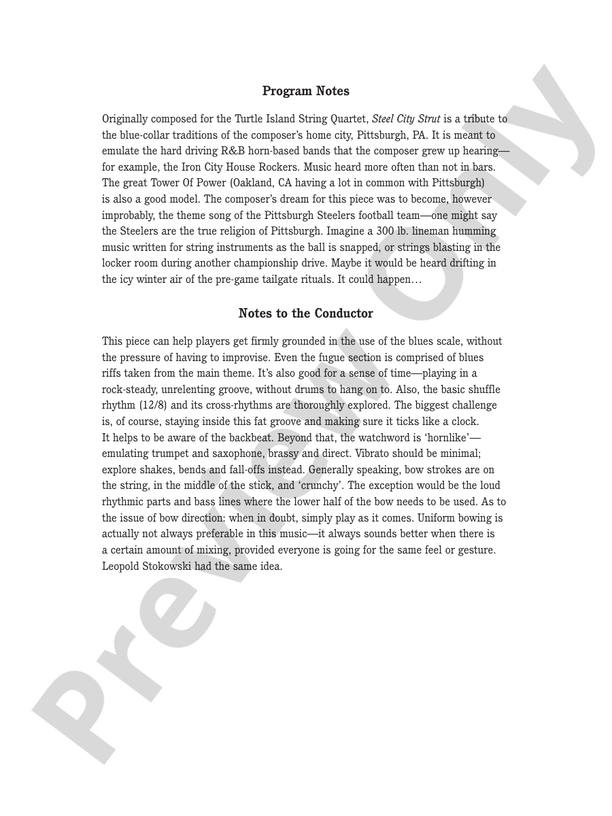 Steel City Strut – String Orchestra Conductor Score & Parts (Digital Download)
