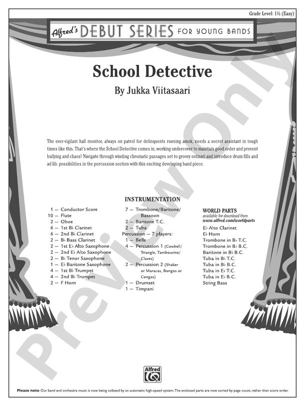 School Detective - Concert Band Conductor Score & Parts (Digital Download)